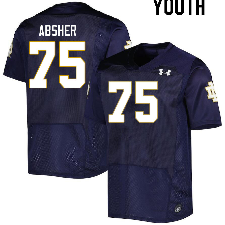 Youth #75 Sullivan Absher Notre Dame Fighting Irish College Football Jerseys Stitched Sale-Navy